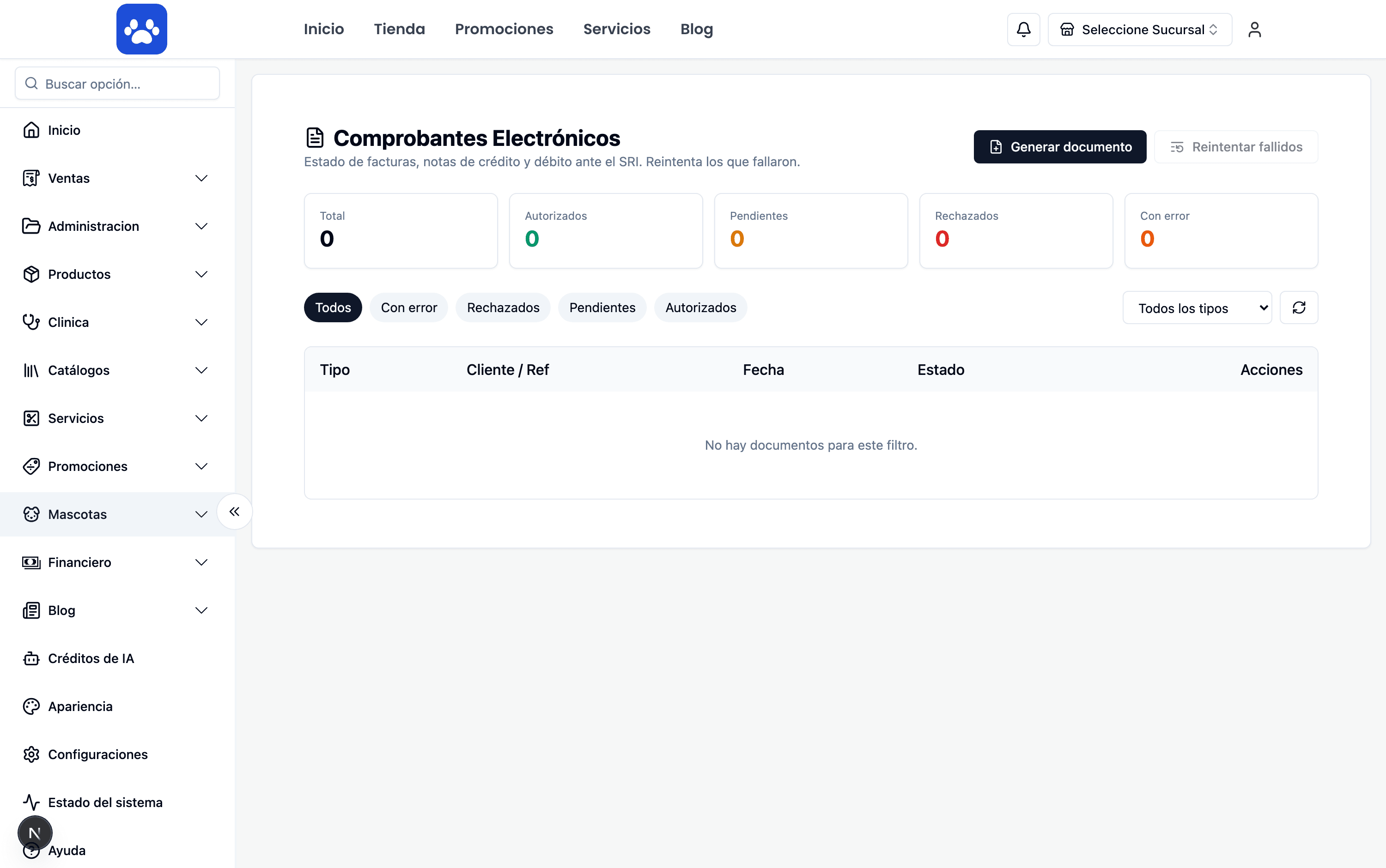 SRI electronic invoicing — Real screenshot of the system