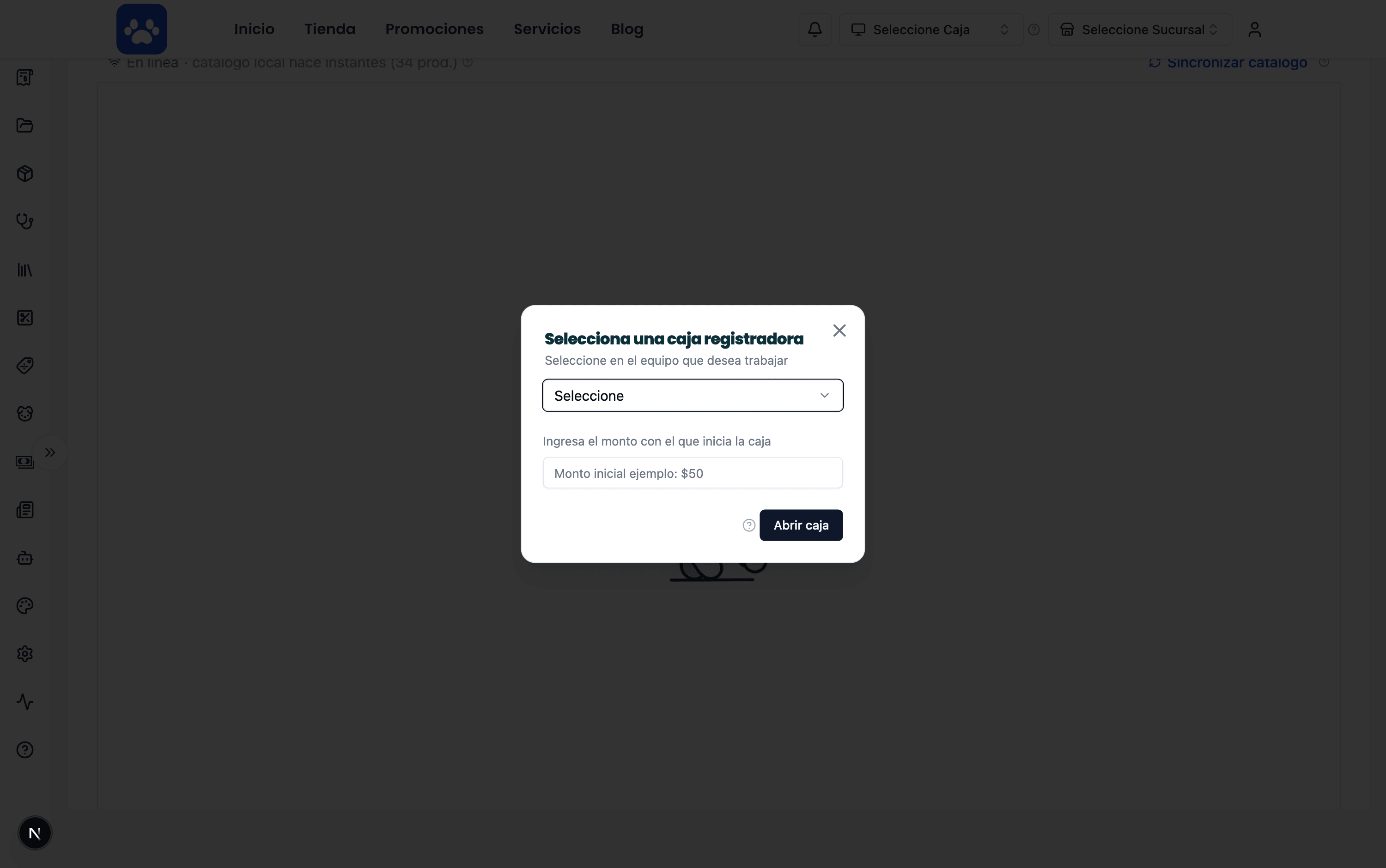 Punto de venta (POS) — Captura real del sistema